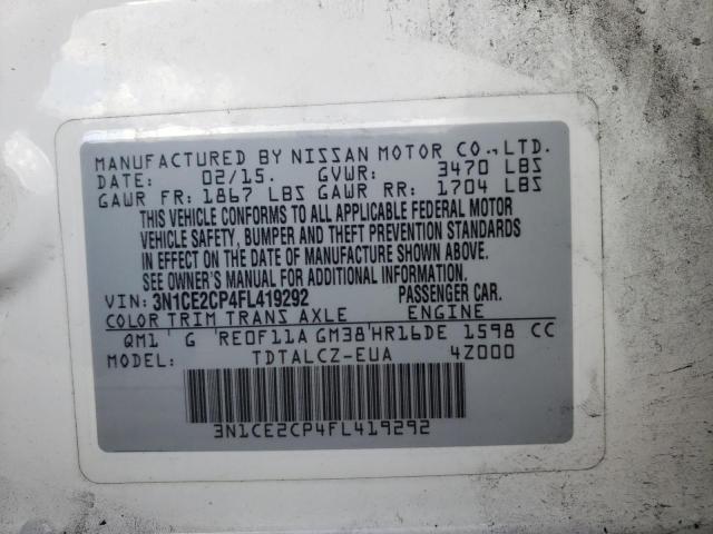 3N1CE2CP4FL419292 Nissan Versa Note S