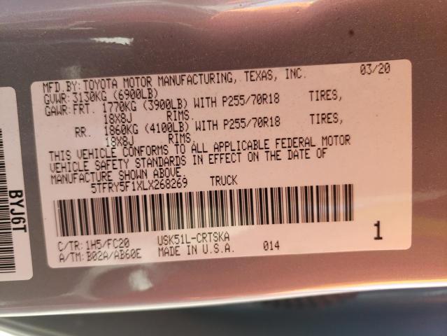 2020 TOYOTA TUNDRA DOU 5TFRY5F1XLX268269