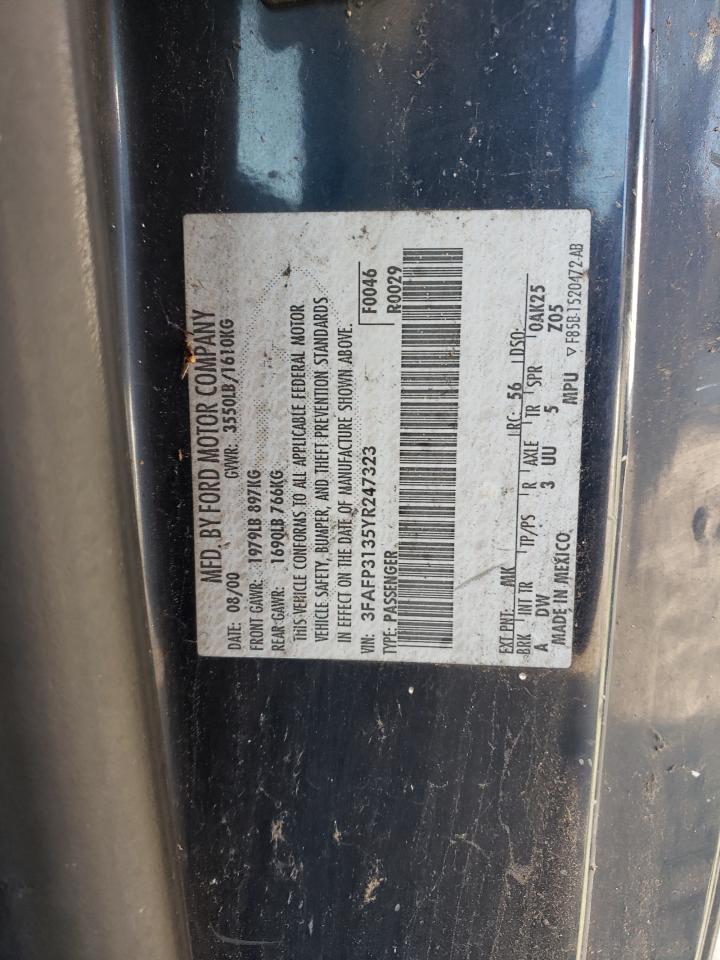 2000 FORD FOCUS ZX3 - 3FAFP3135YR247323