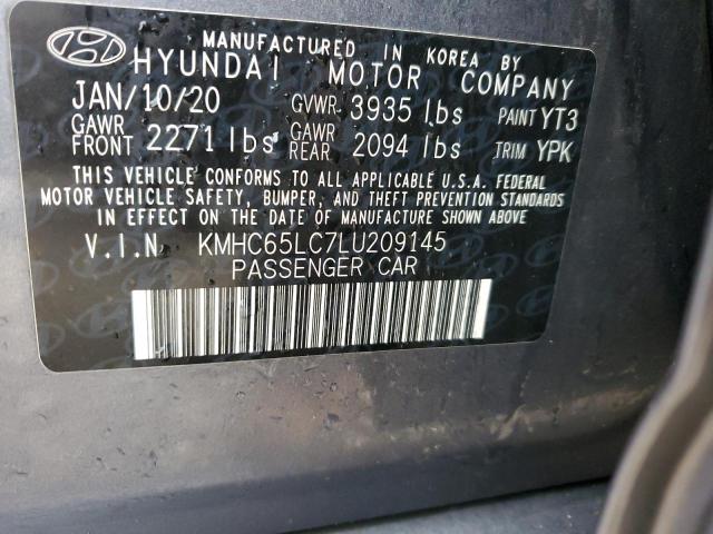 2020 HYUNDAI IONIQ BLUE - KMHC65LC7LU209145