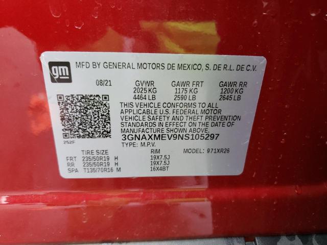 2022 CHEVROLET EQUINOX RS 3GNAXMEV9NS105297