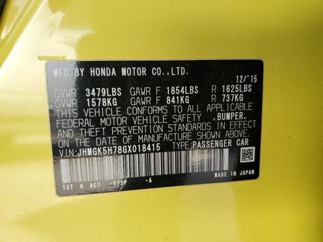 2016 HONDA FIT EX JHMGK5H78GX018415