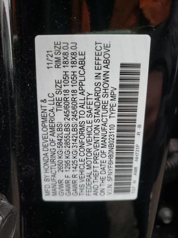 2022 HONDA PILOT TRAI 5FNYF6H80NB023110