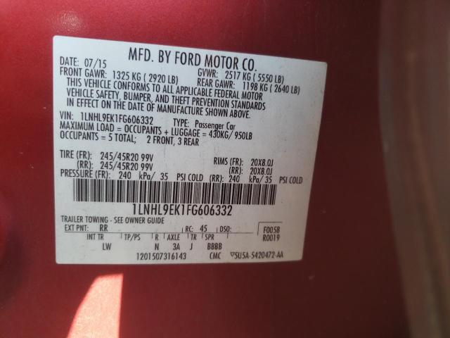 1LNHL9EK1FG606332 Lincoln MKS