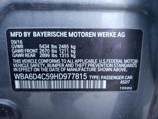 2017 BMW 650 I GRAN - WBA6D4C59HD977815