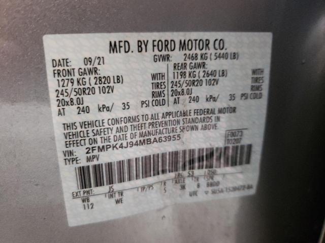 2021 FORD EDGE SEL 2FMPK4J94MBA63955