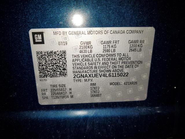 2020 CHEVROLET EQUINOX LT 2GNAXUEV4L6115022