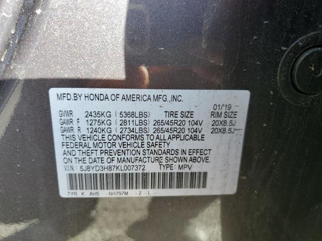 5J8YD3H87KL007372 Acura Mdx Advance