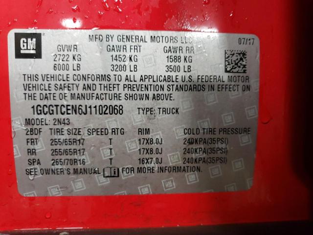 2018 CHEVROLET COLORADO L - 1GCGTCEN6J1102068