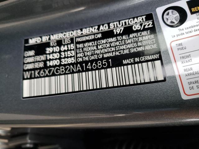 2022 MERCEDES-BENZ S MERCEDES - W1K6X7GB2NA146851