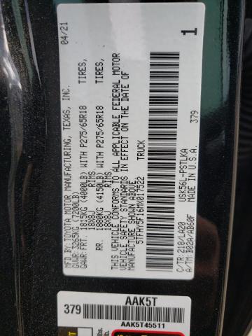 2021 TOYOTA TUNDRA CRE - 5TFHY5F16MX017522