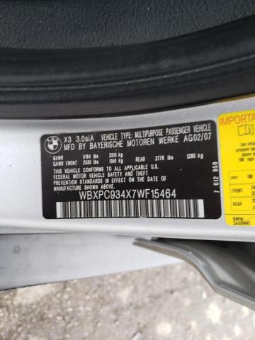 WBXPC934X7WF15464 2007 BMW X3 3.0Si