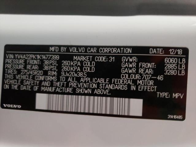 2019 VOLVO XC90 T6 MO - YV4A22PK1K1477399