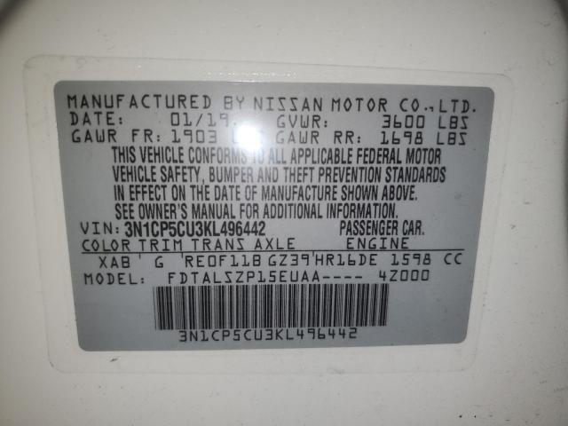 3N1CP5CU3KL496442 Nissan KICKS S