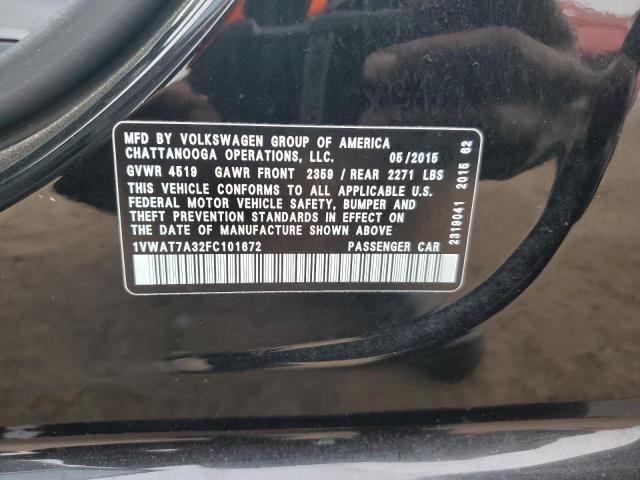 2015 VOLKSWAGEN PASSAT S 1VWAT7A32FC101672