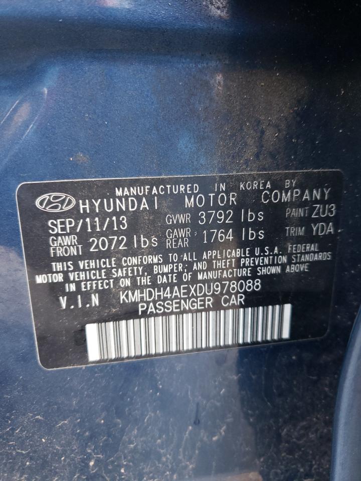 KMHDH4AEXDU978088 2013 Hyundai Elantra Gls