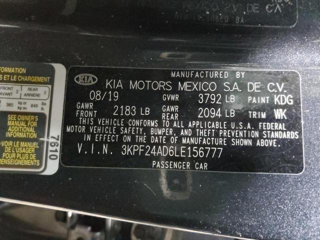 3KPF24AD6LE156777 | 2020 KIA FORTE FE