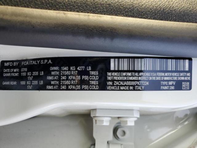 2019 JEEP RENEGADE L ZACNJABBXKPK77224