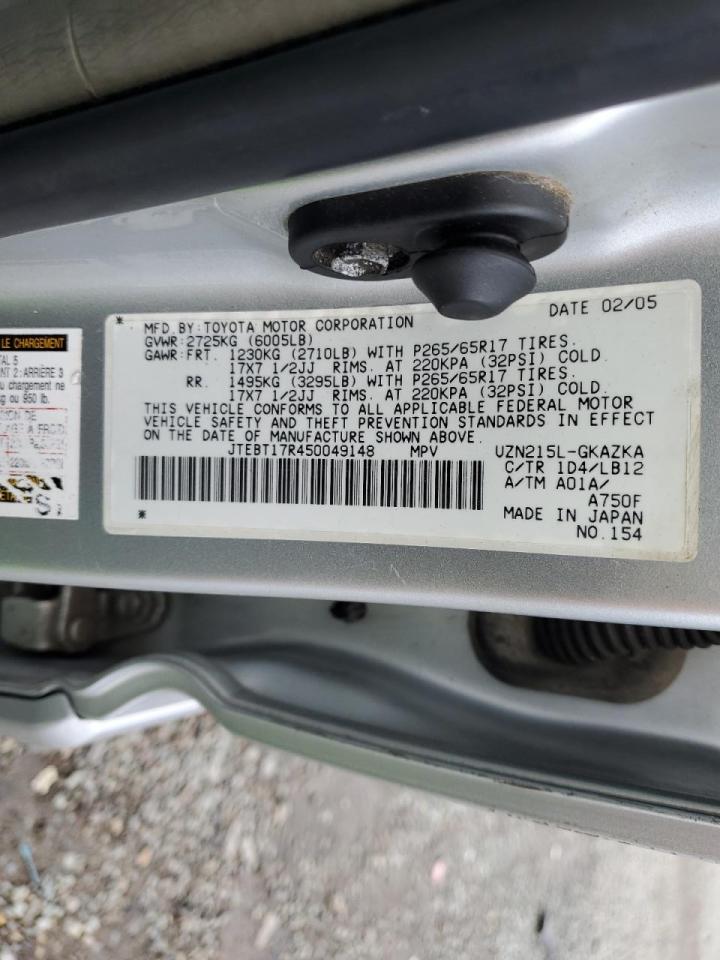 2005 TOYOTA 4RUNNER LIMITED - JTEBT17R450049148