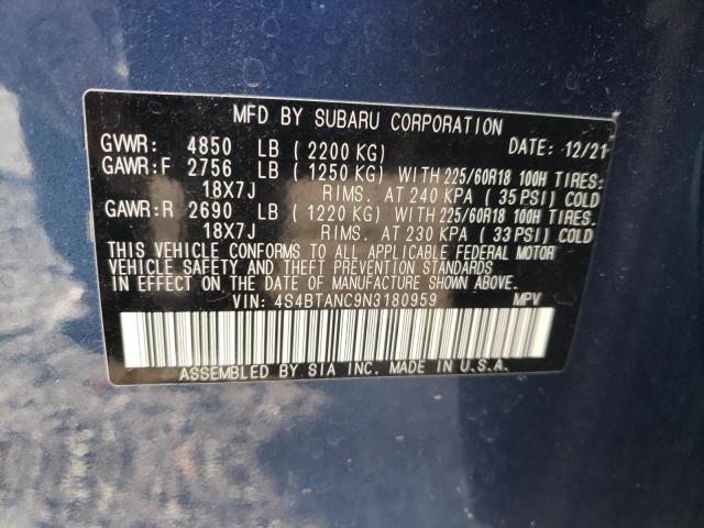 4S4BTANC9N3180959 Subaru Outback Limited