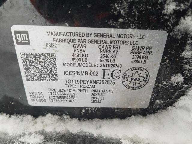 2022 GMC SIERRA K25 1GT19PEYXNF257575
