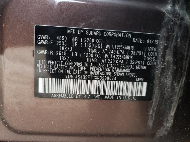 2019 SUBARU OUTBACK TO 4S4BSETCXK3298074