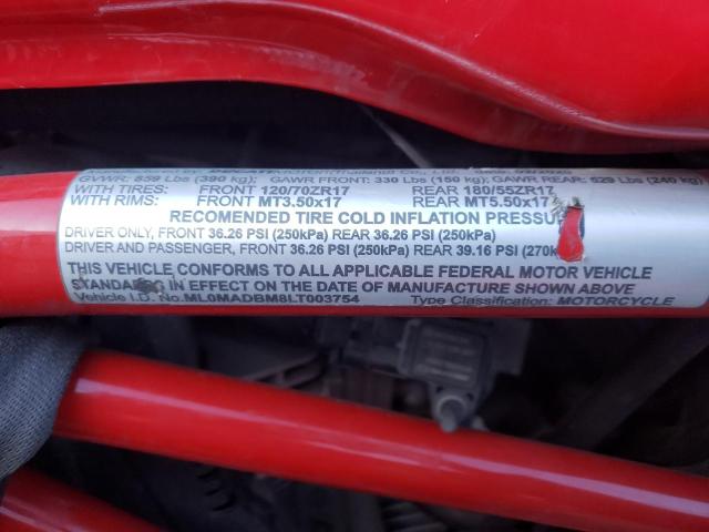 2020 DUCATI MONSTER 79 ML0MADBM8LT003754