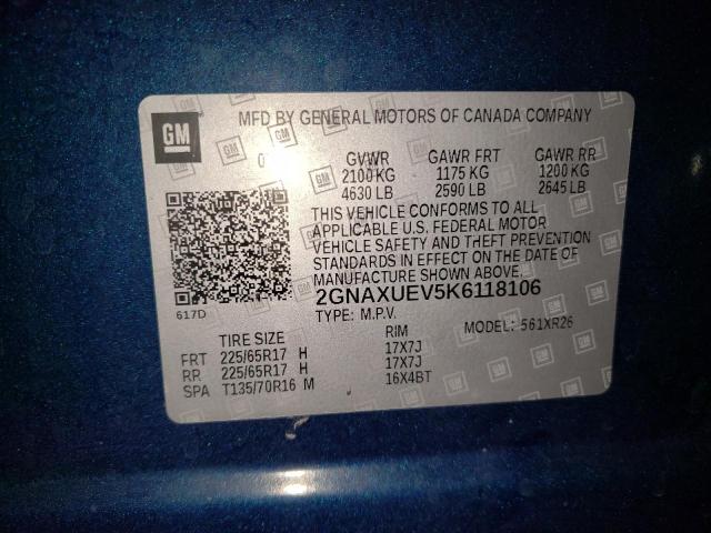 2019 CHEVROLET EQUINOX LT - 2GNAXUEV5K6118106
