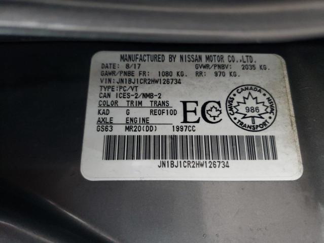2017 NISSAN QASHQAI JN1BJ1CR2HW126734