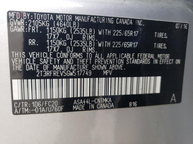 2016 TOYOTA RAV4 XLE - 2T3RFREV5GW517749