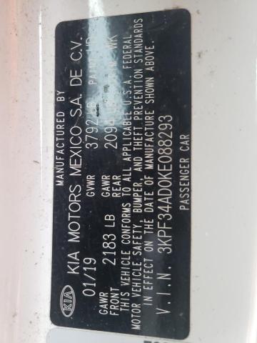 3KPF34AD0KE088293 KIA Forte Gt Line