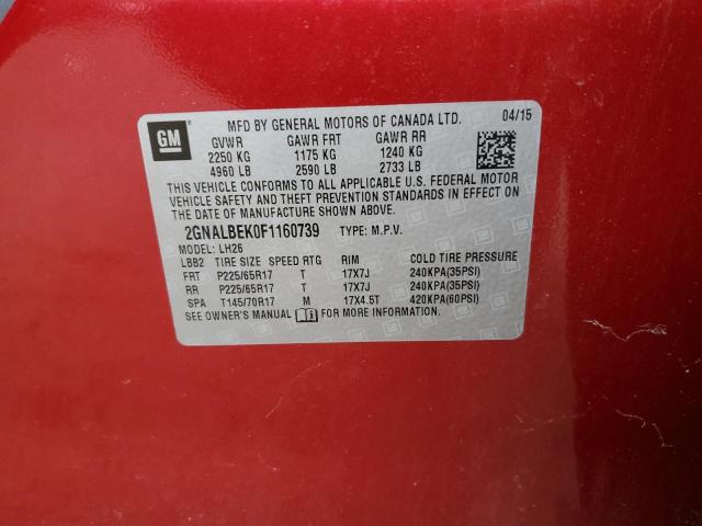 2015 CHEVROLET EQUINOX LT 2GNALBEK0F1160739
