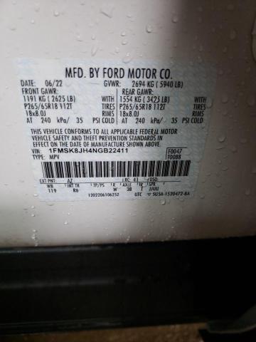 2022 FORD EXPLORER T 1FMSK8JH4NGB22411