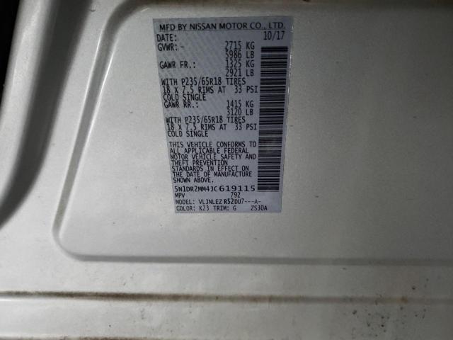 5N1DR2MM4JC619115 Nissan Pathfinder S