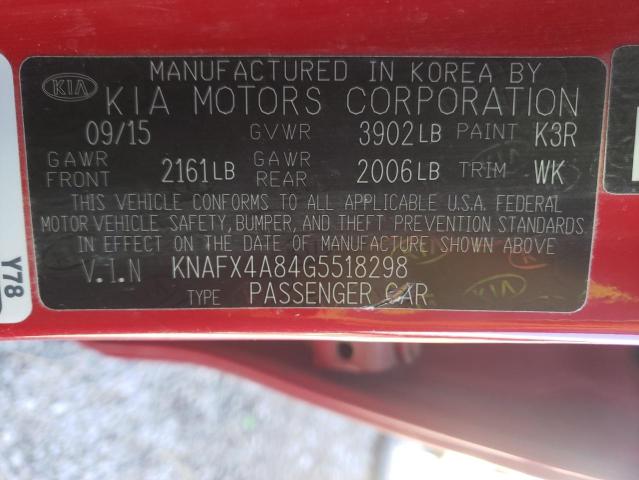 KNAFX4A84G5518298 KIA FORTE EX