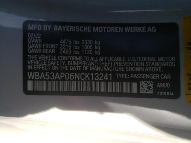 WBA53AP06NCK13241 BMW 430I