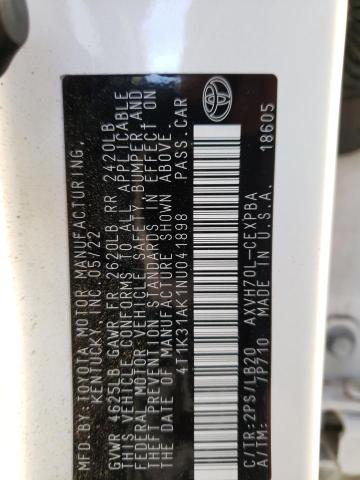 2022 TOYOTA CAMRY XSE 4T1K31AK1NU041898