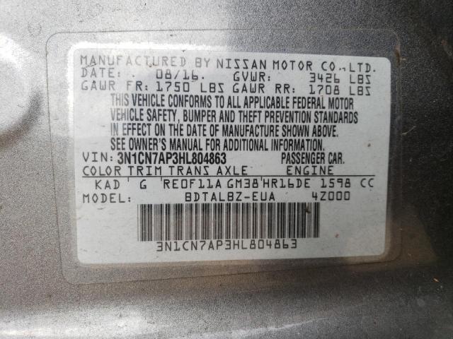 2017 NISSAN VERSA S - 3N1CN7AP3HL804863