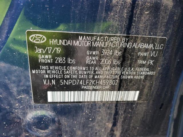 2019 HYUNDAI ELANTRA SE 5NPD74LF2KH459802