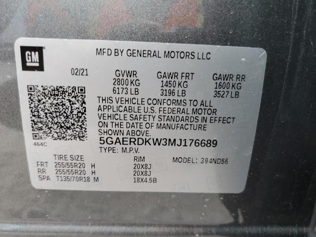2021 BUICK ENCLAVE AV 5GAERDKW3MJ176689