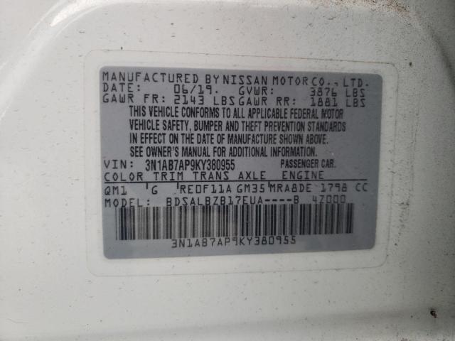 2019 NISSAN SENTRA S 3N1AB7AP9KY380955
