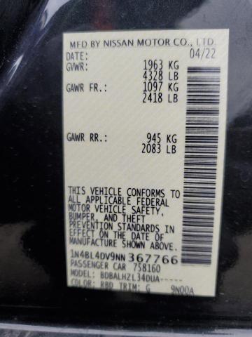 2022 NISSAN ALTIMA SV 1N4BL4DV9NN367766