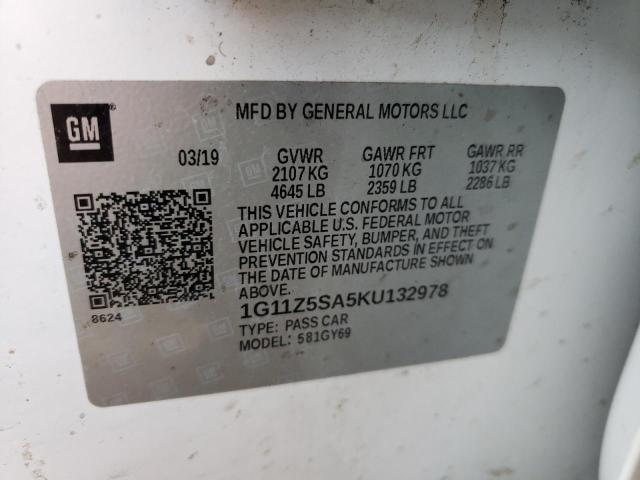 2019 CHEVROLET IMPALA LT - 1G11Z5SA5KU132978