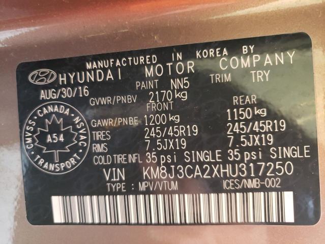 KM8J3CA2XHU317250 Hyundai Tucson Limited