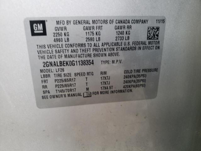 2016 CHEVROLET EQUINOX LS 2GNALBEK0G1138354