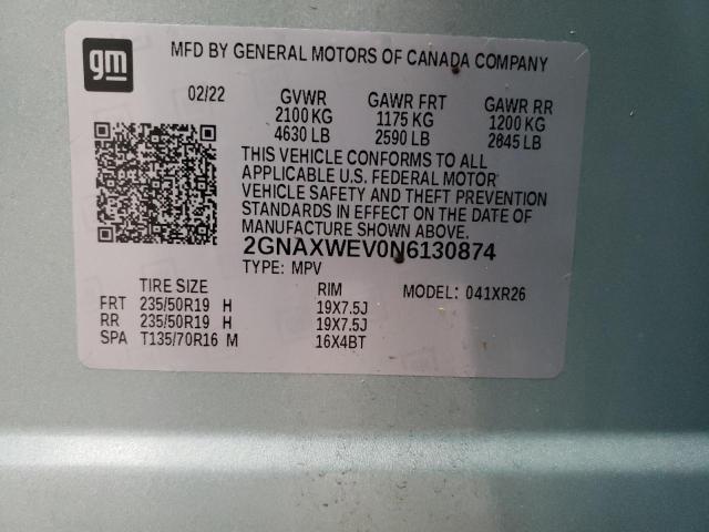 2022 CHEVROLET EQUINOX RS 2GNAXWEV0N6130874