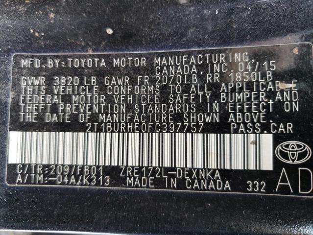 2015 TOYOTA COROLLA L - 2T1BURHE0FC397757