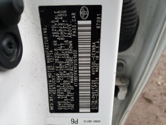 2015 TOYOTA CAMRY HYBR 4T1BD1FK1FU151650