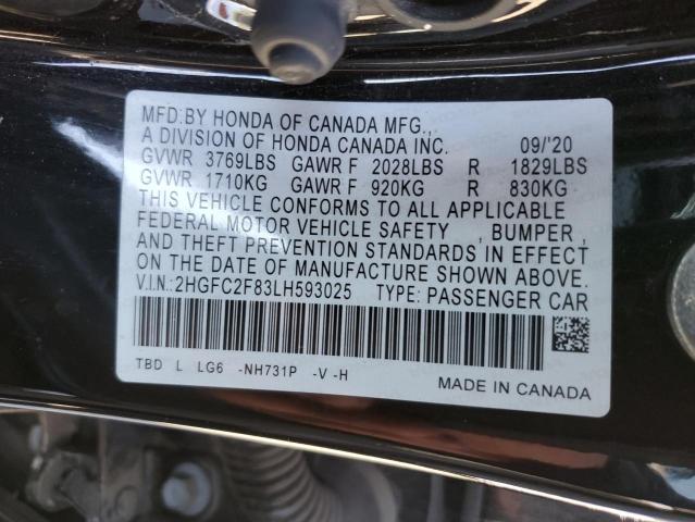 2020 HONDA CIVIC SPOR 2HGFC2F83LH593025