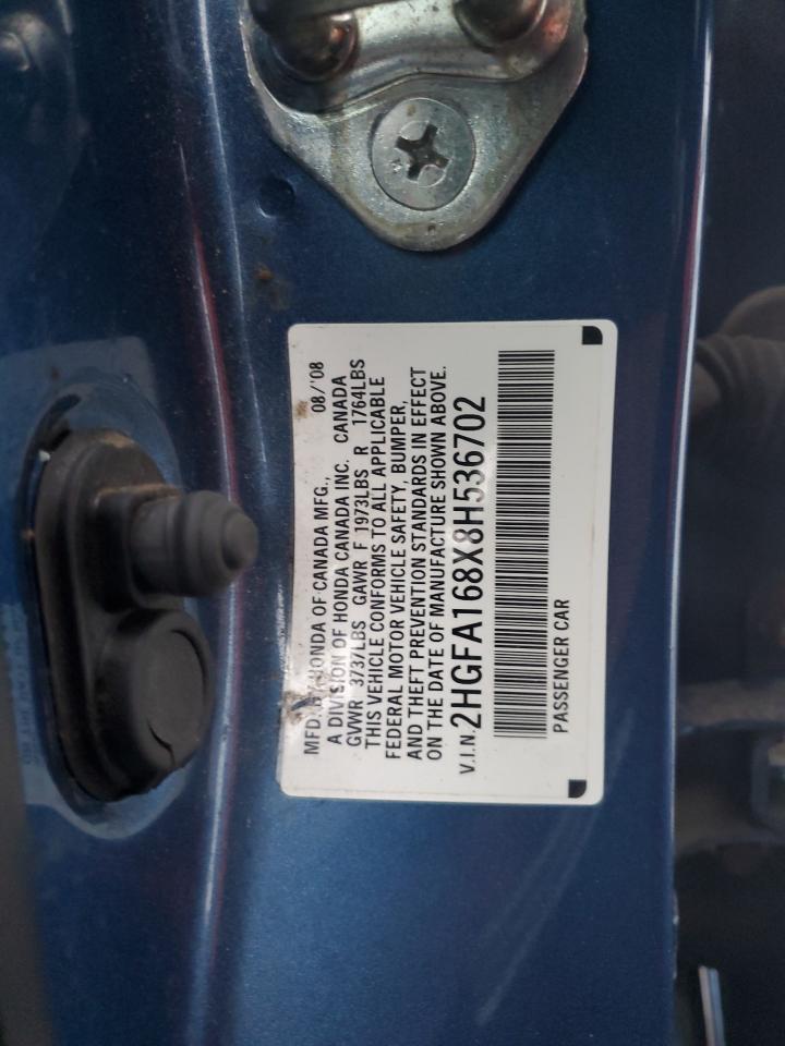 2008 HONDA CIVIC EX 2HGFA168X8H536702